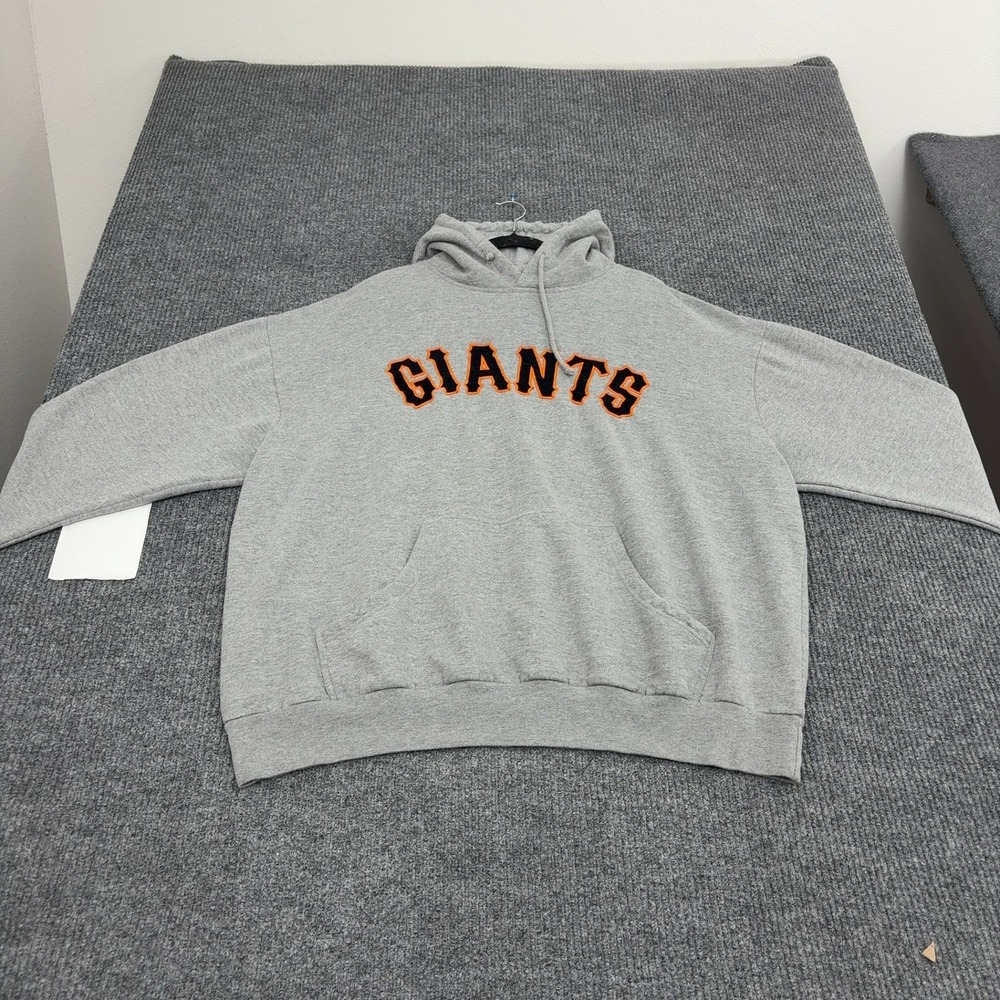 San Francisco Giants Majestic Hoodie Men 2X Gray Cotton Blend Embroidered Sports